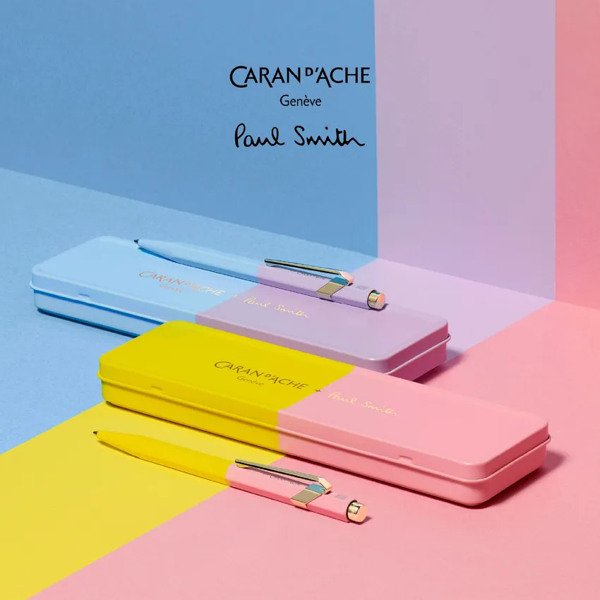 Caran d'Ache 849 Bille Paul Smith Ballpoint Pen - Chartreuse Yellow And Rose Pink