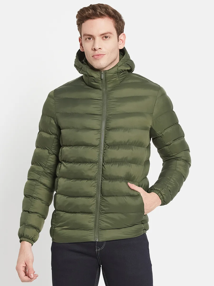 Mens olive green puffer on sale jacket