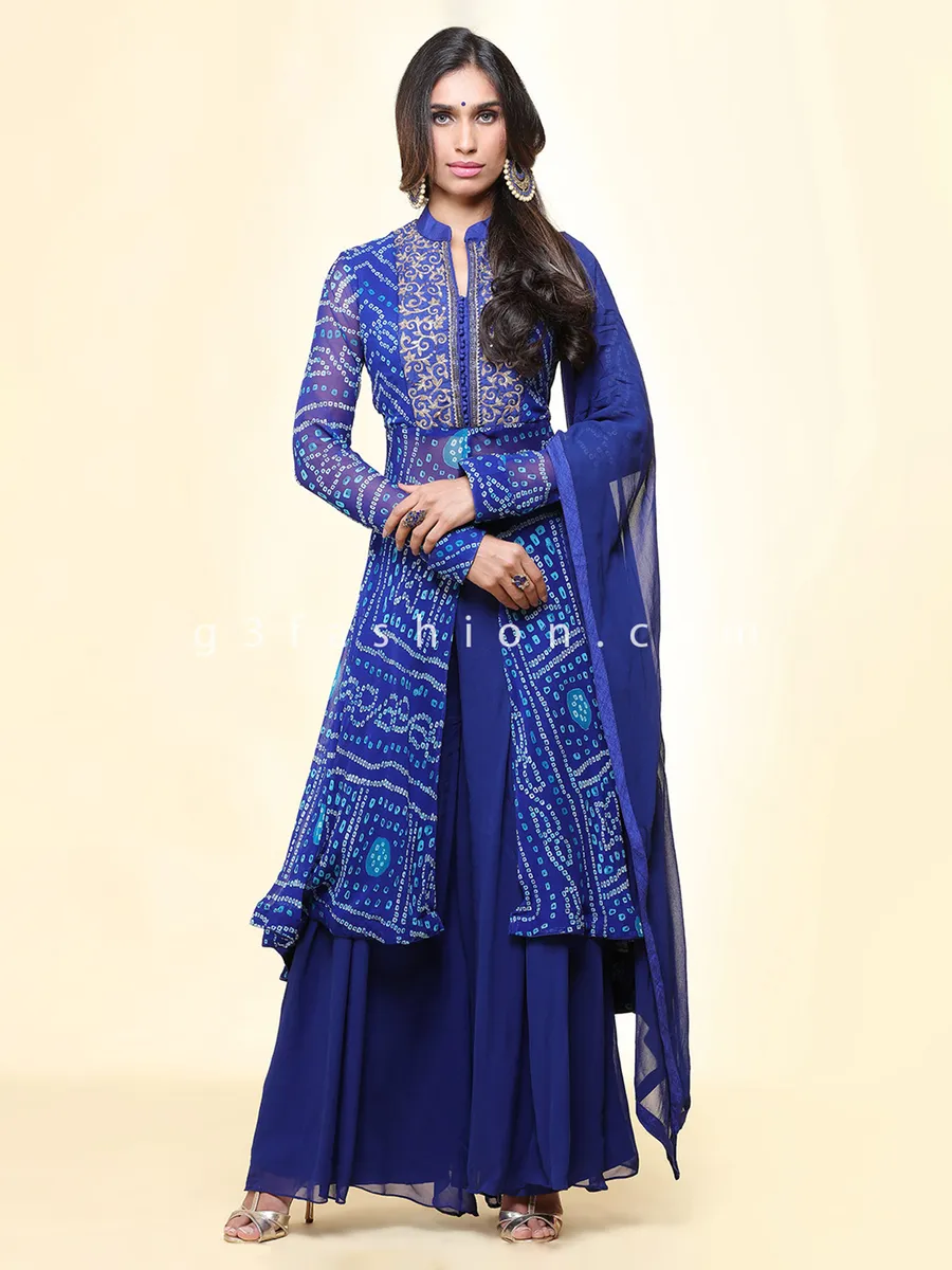 Gorgeous royal blue georgette palazzo suit G3 WSS41608 Canada