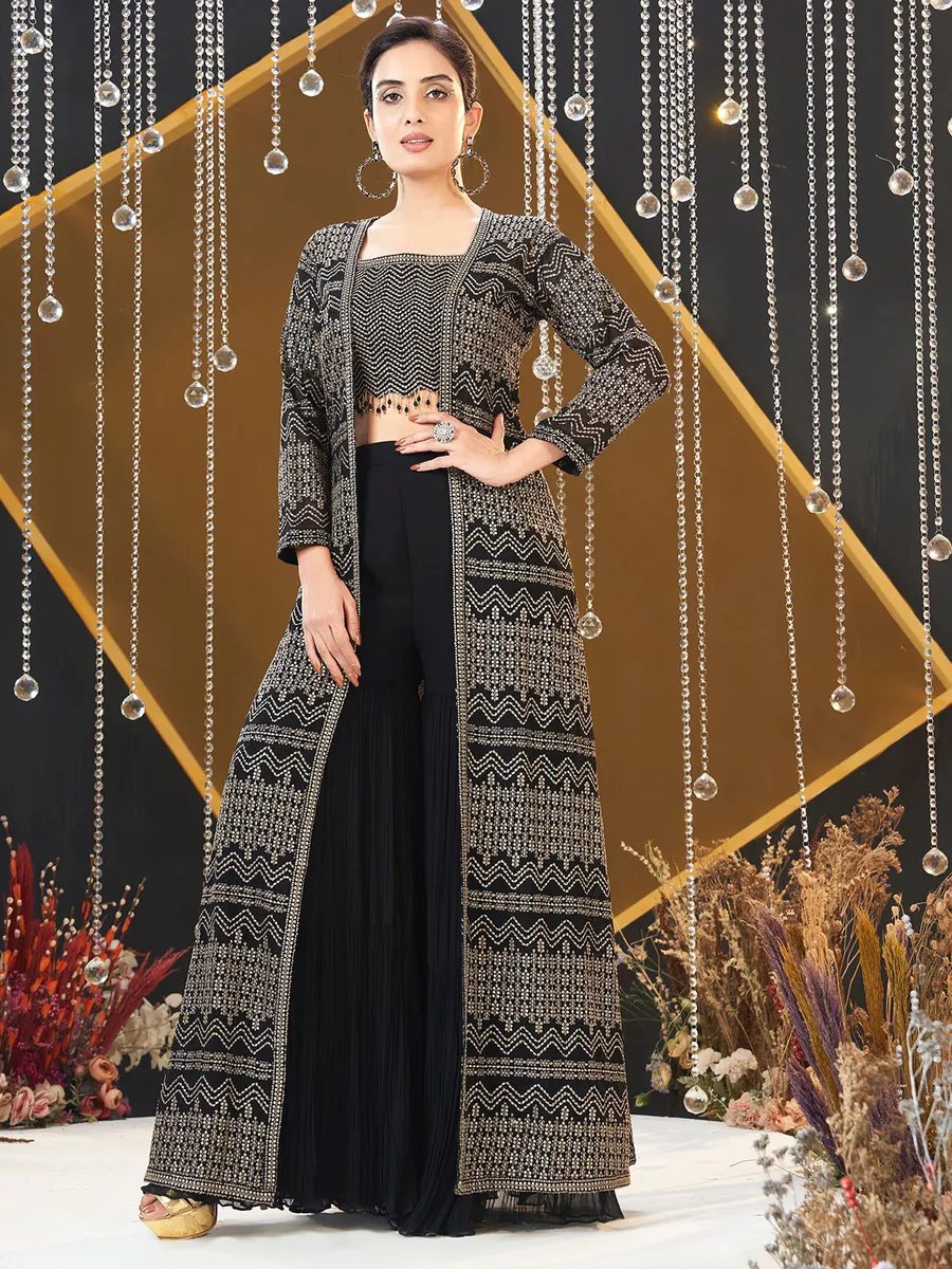 Amazing black georgette palazzo suit