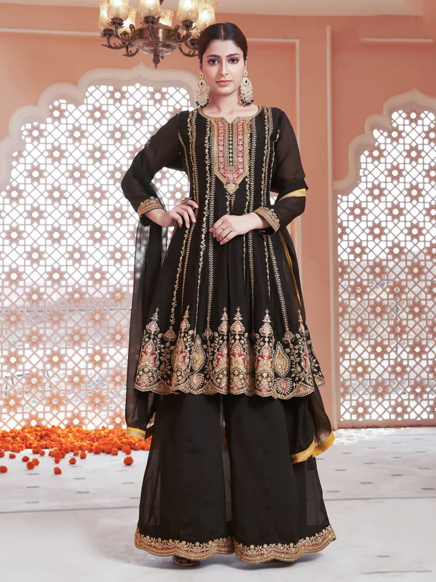 Black palazzo suits hot sale