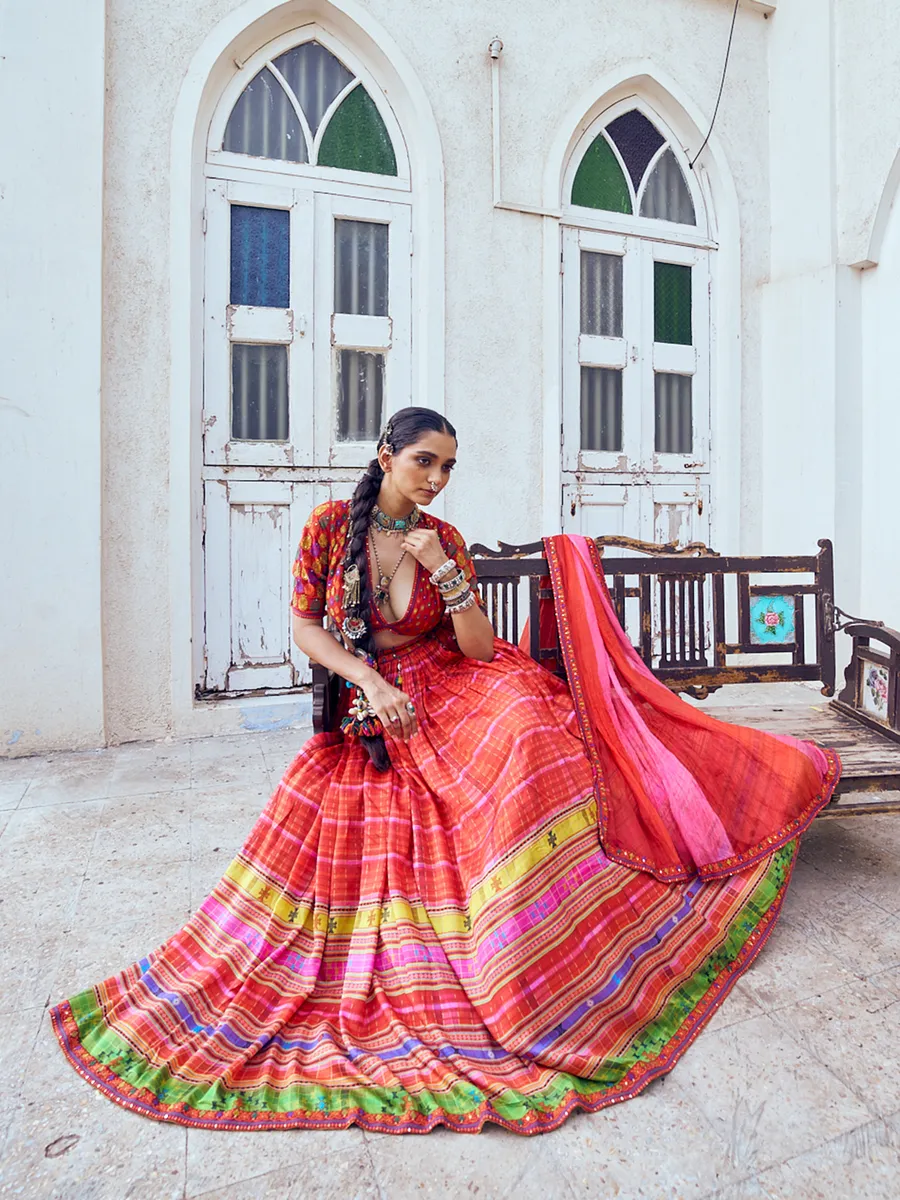 Awesome red cotton silk chaniya choli
