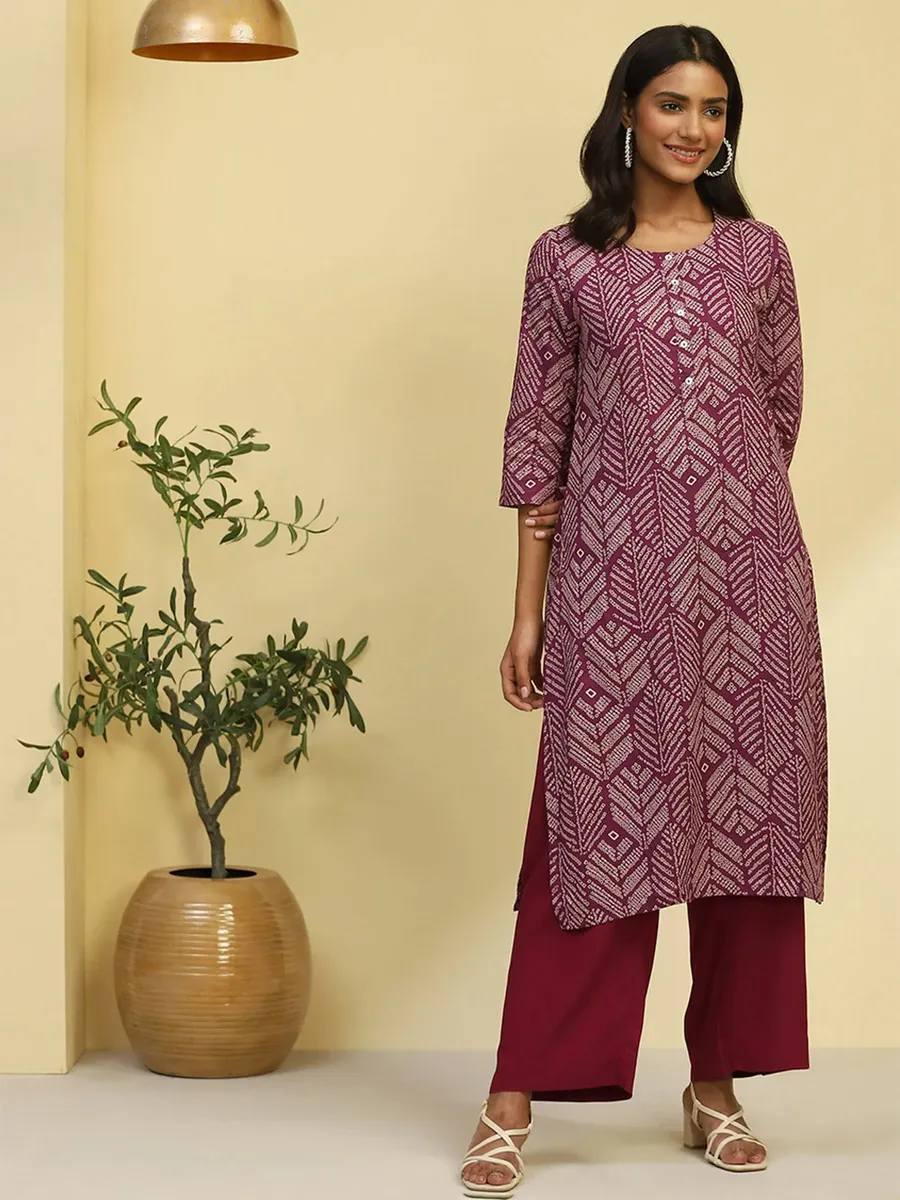 BIBA printed purple cotton kurti G3 WKU02850