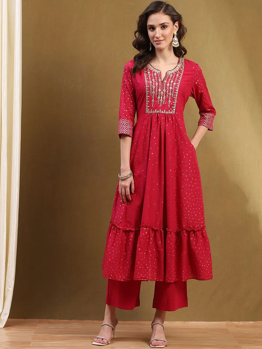 BIBA red silk kurti for festive-G3-WKU02908
