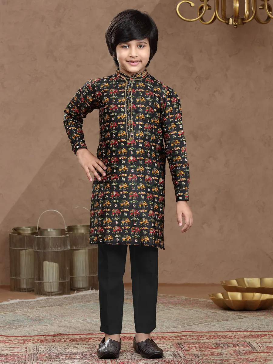 Black printed kurta pajama outlet
