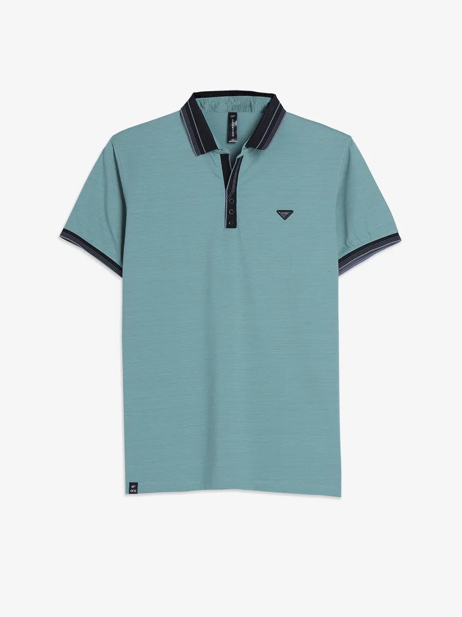 COOKYSS cotton sea green plain t shirt G3 MTS17984
