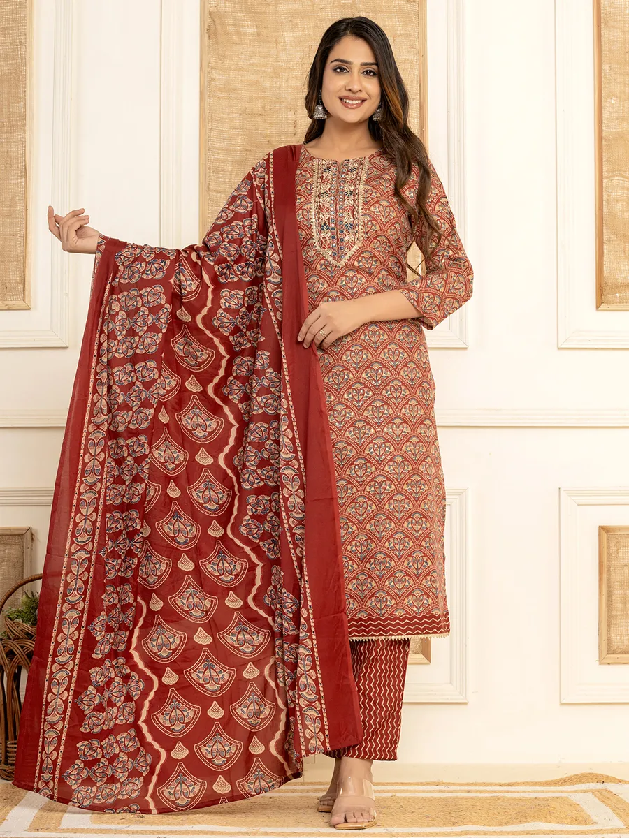 Maroon printed kurti clearance