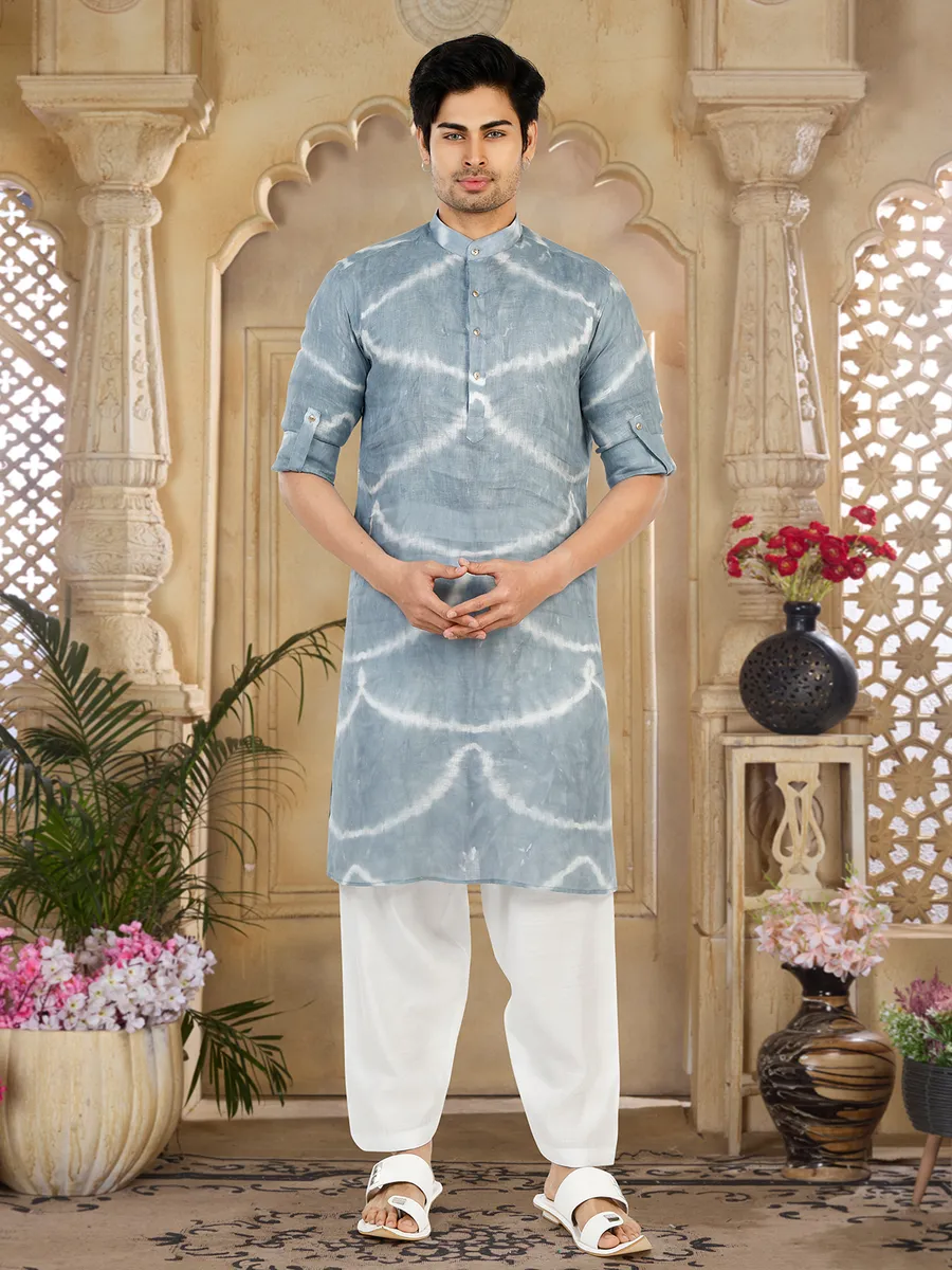 Cotton printed grey pathani suit-G3-MPS4266 Canada