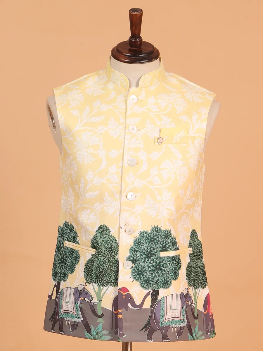 Dashing printed waistcoat in cotton silk for men-G3-MWC2581