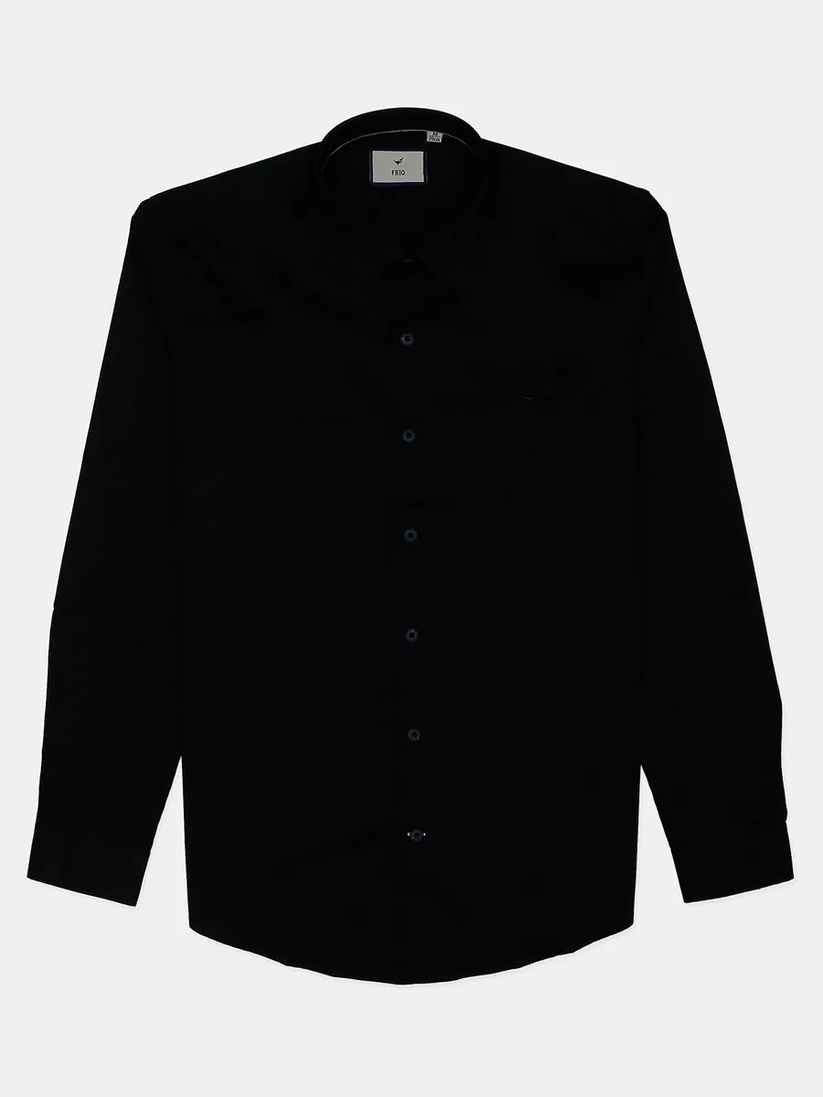 Frio solid black cotton casual shirt for mens G3 MCS8770 Canada