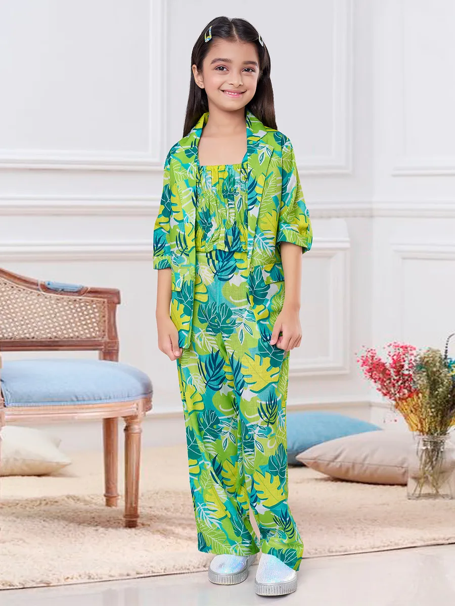Green printed jacket style co ord set G3 GCC83 Canada