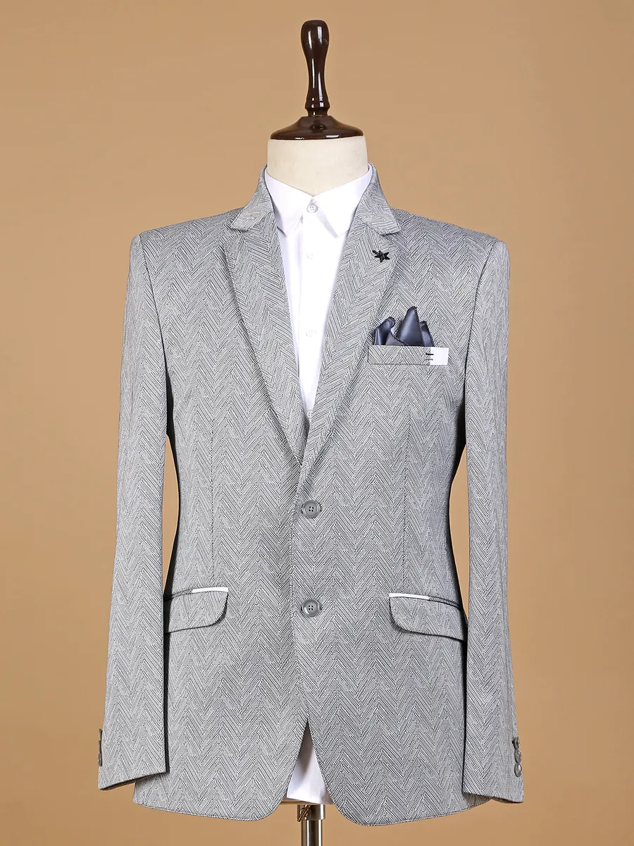 Grey textured blazer in terry rayon-G3-MBL0997 Netherlands