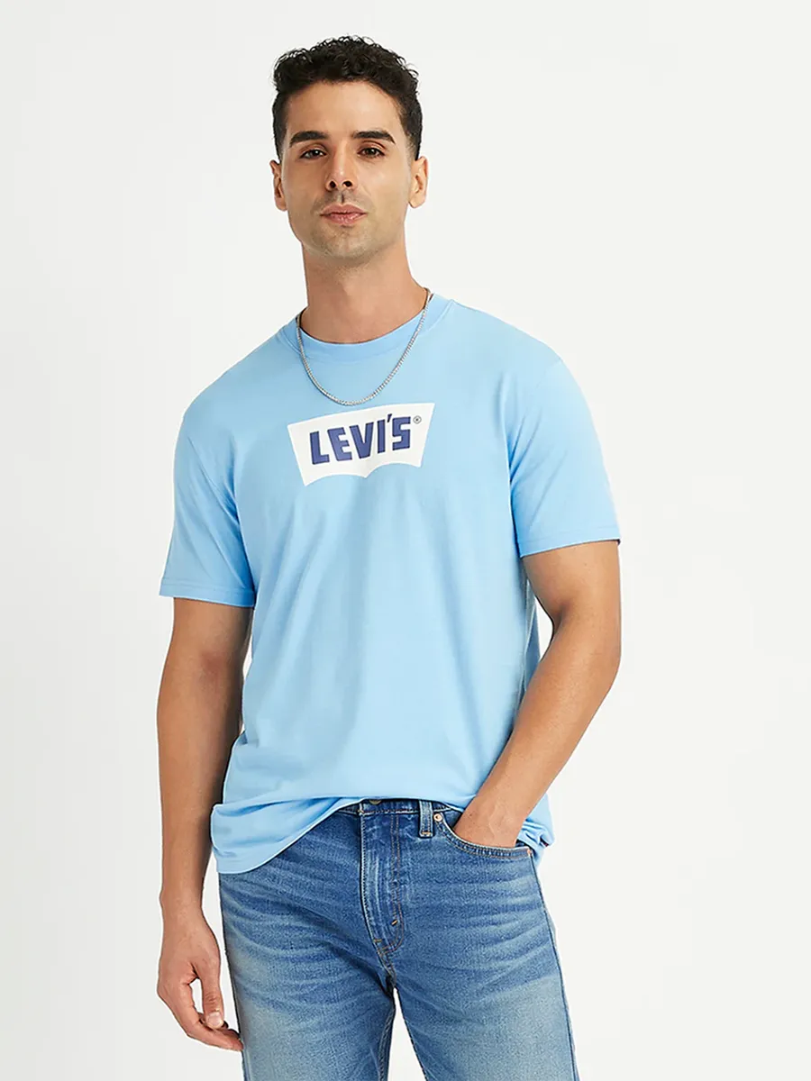 Tシャツ・カットソー   JEANS Men T-shirt Sky Blue J30J325649-CBR CBR LEVIS sky blue cotton plain t-shirt -G3-MTS18990 | United States