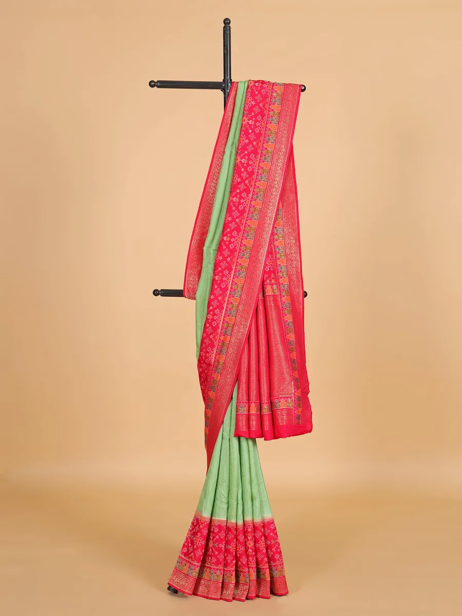 Light green zari weaving wedding style patola silk saree