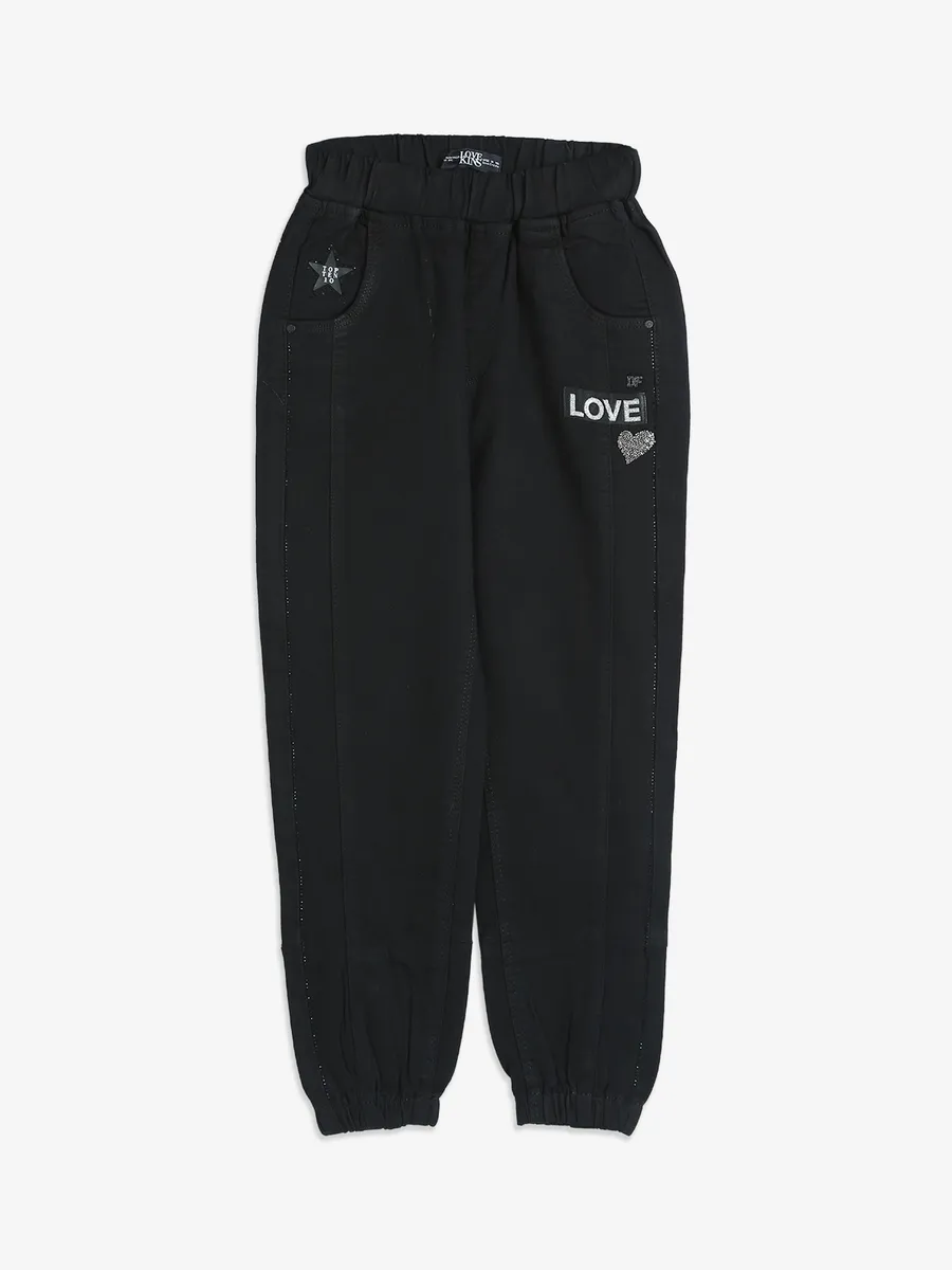 Lovekins black denim joggers G3 GJE0681 Canada