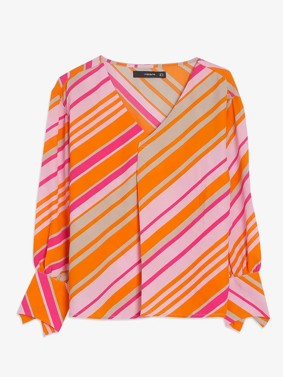 Madame orange and pink stripe top-no | United States