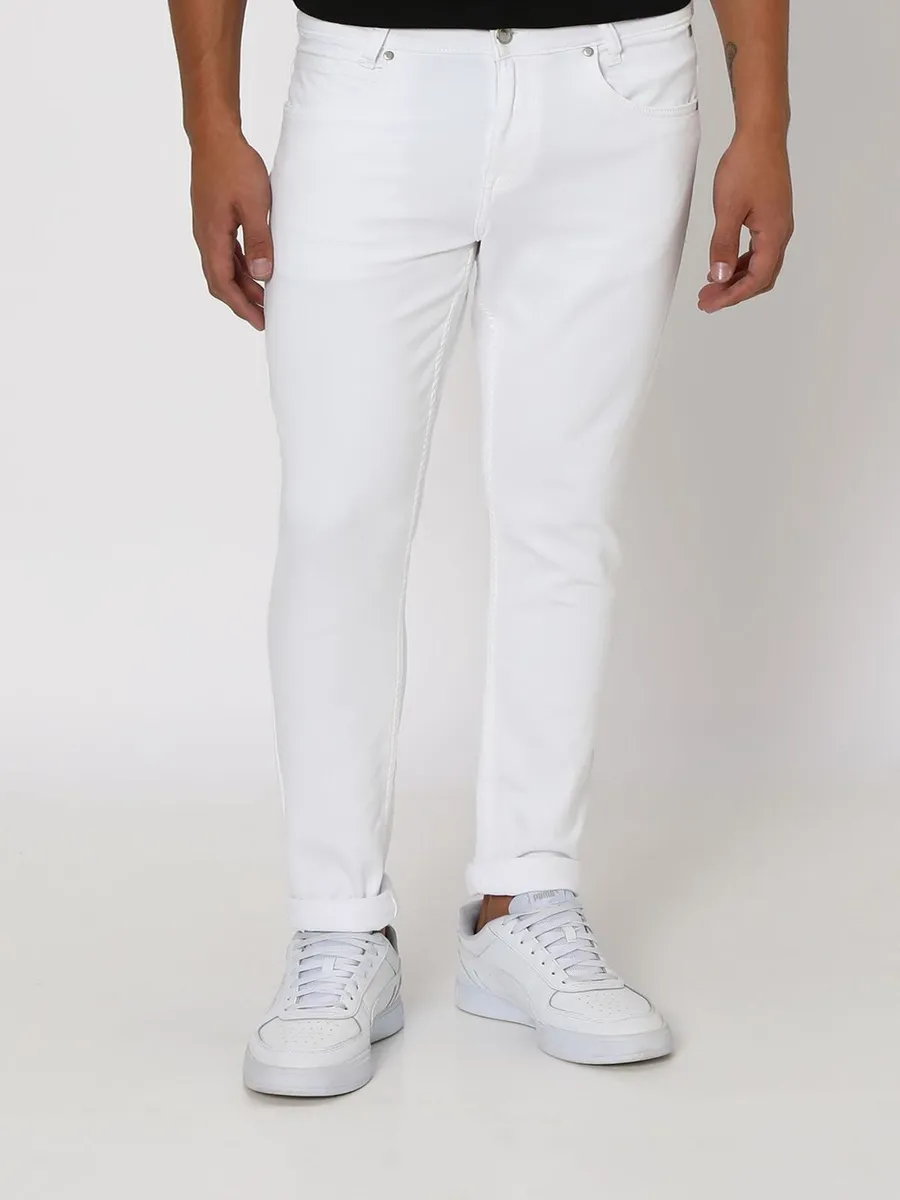 Mufti white solid skinny fit jeans-G3-MJE4711 - Main Image