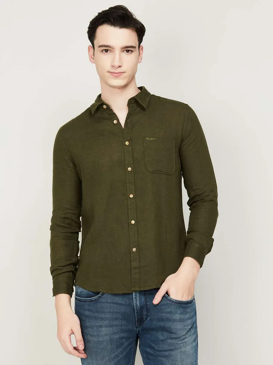 Pepe jeans olive green shirt top