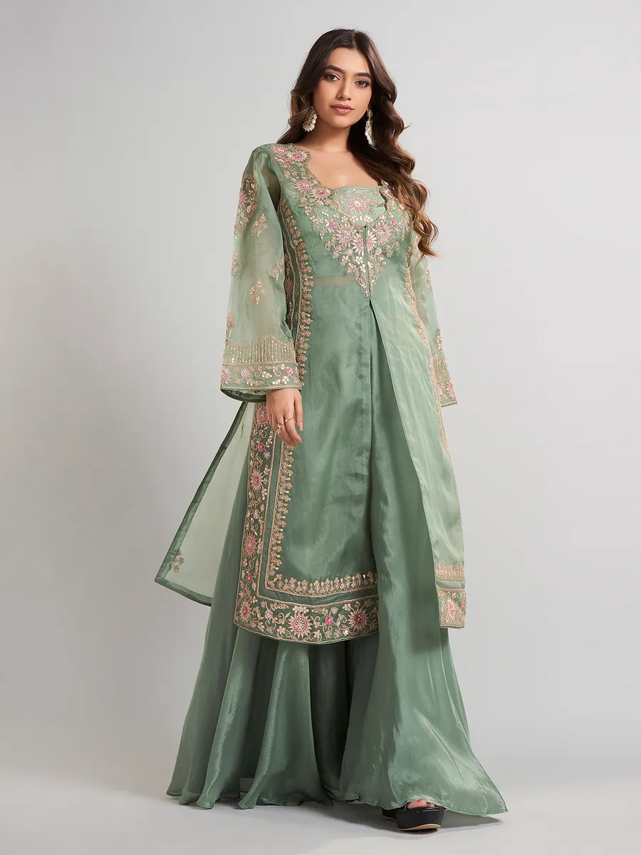 pistachio green pakistani dress Latest Gown Dress Pakistani in Pistachio Shade Online 2022 SMALL main image 1