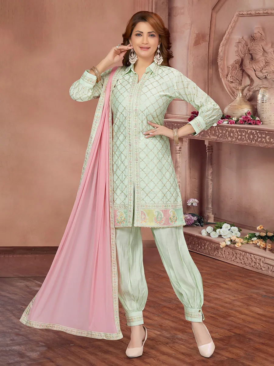 Pista green silk punjabi style salwar suit G3 WSS40399 Australia