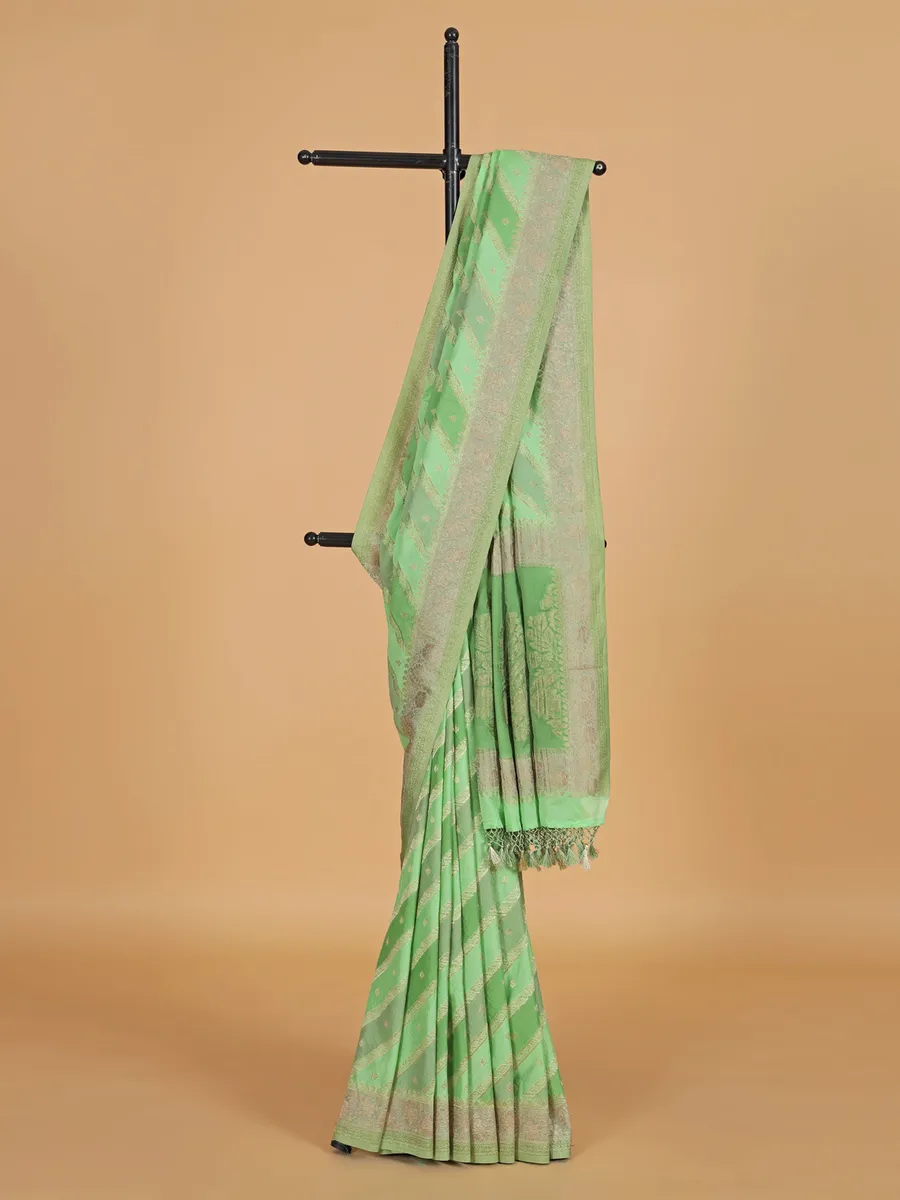 Pista green silk saree for festivals