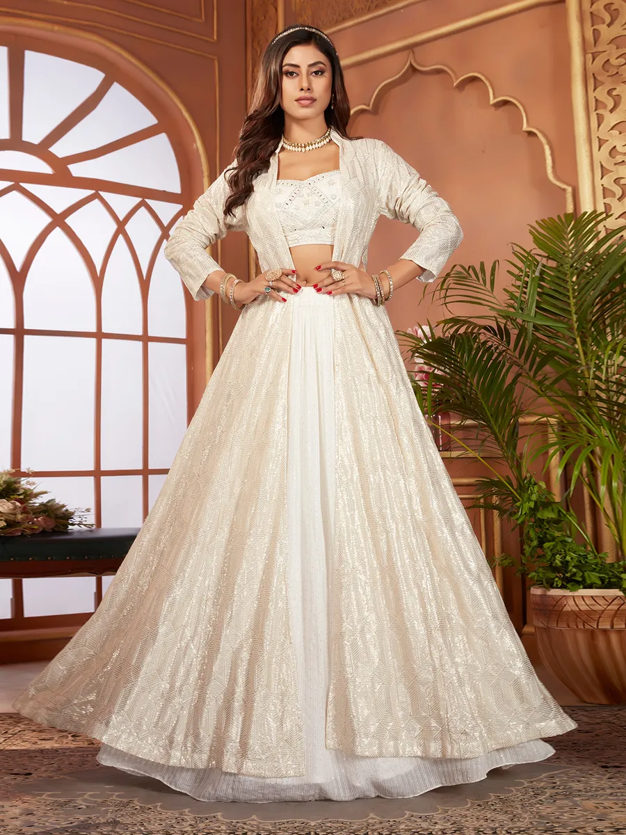 Stunning cream lehenga choli for wedding