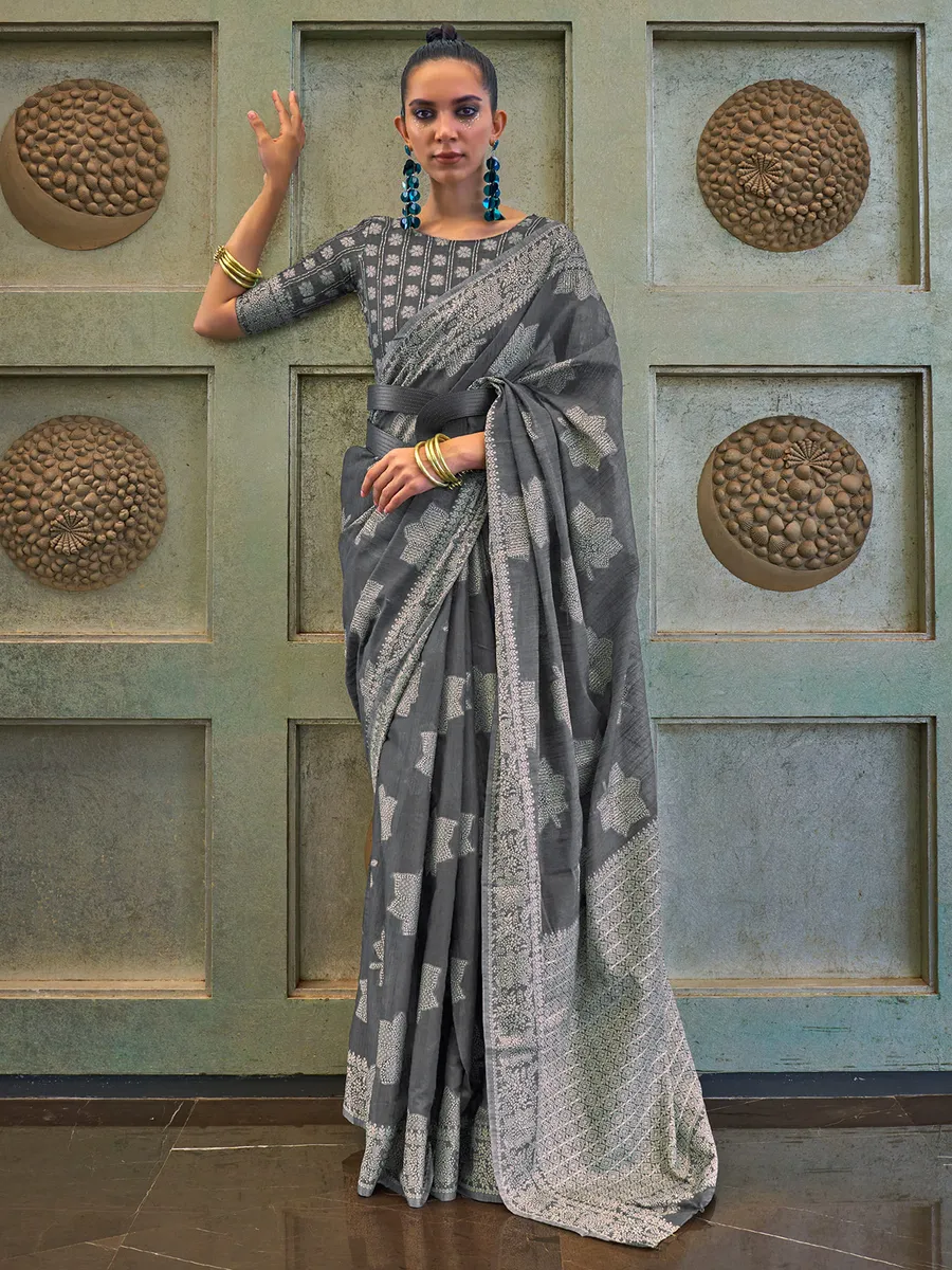 Grey wedding saree store