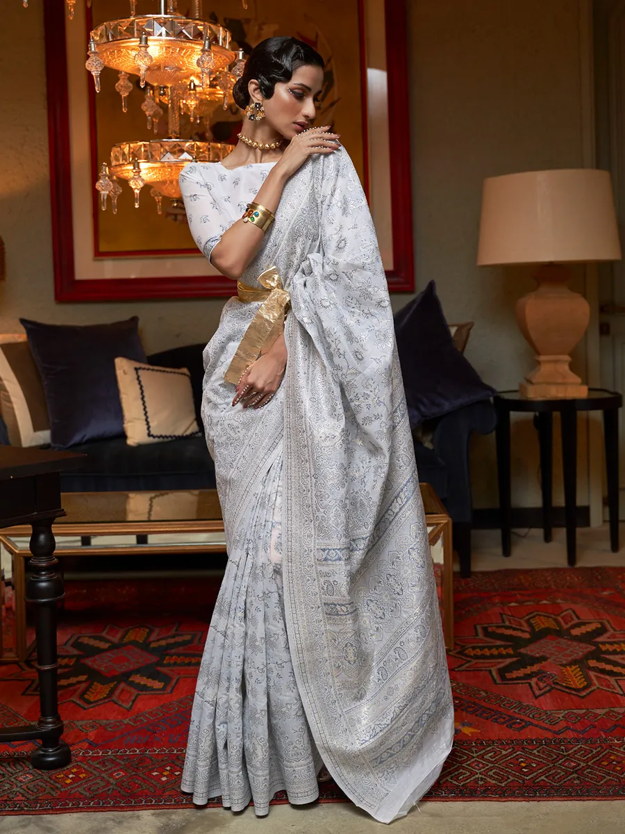 Stunning white silk wedding saree G3 WSA54343 Canada