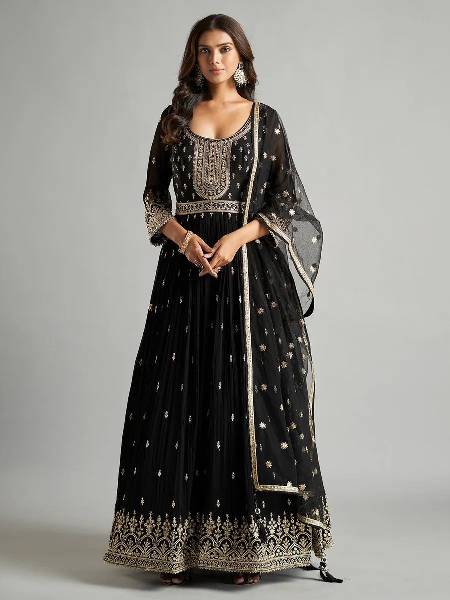 Black georgette anarkali suit online