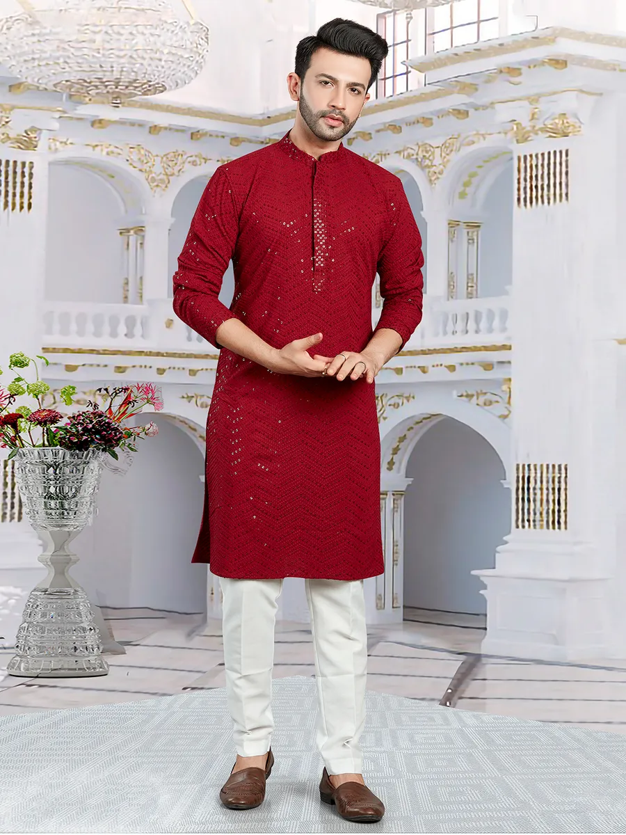 Trendy georgette maroon kurta suit-G3-MKS5238