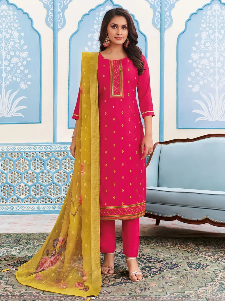 Trendy magenta salwar suit with contrast dupatta G3 WSS41253