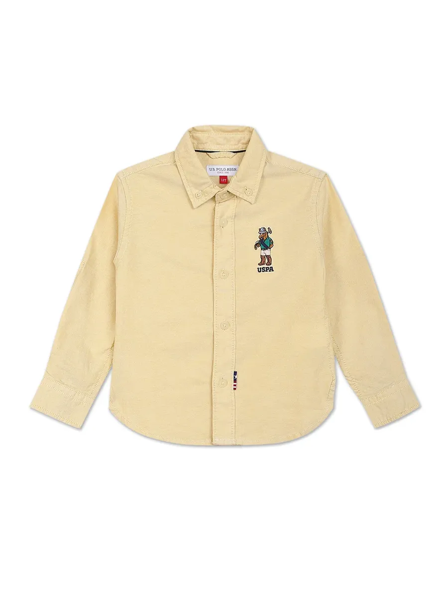 U S POLO ASSN light yellow shirt in cotton-G3-BCS2641
