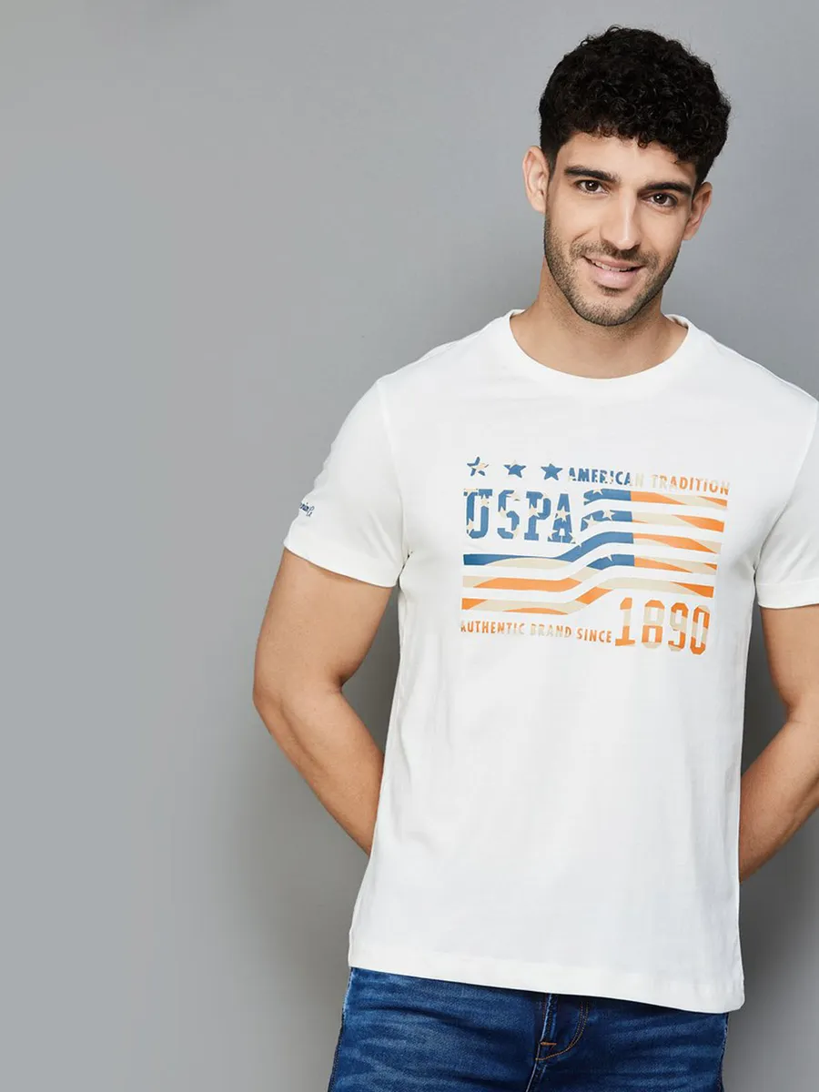U S POLO ASSN white round neck cotton t shirt G3 MTS18927