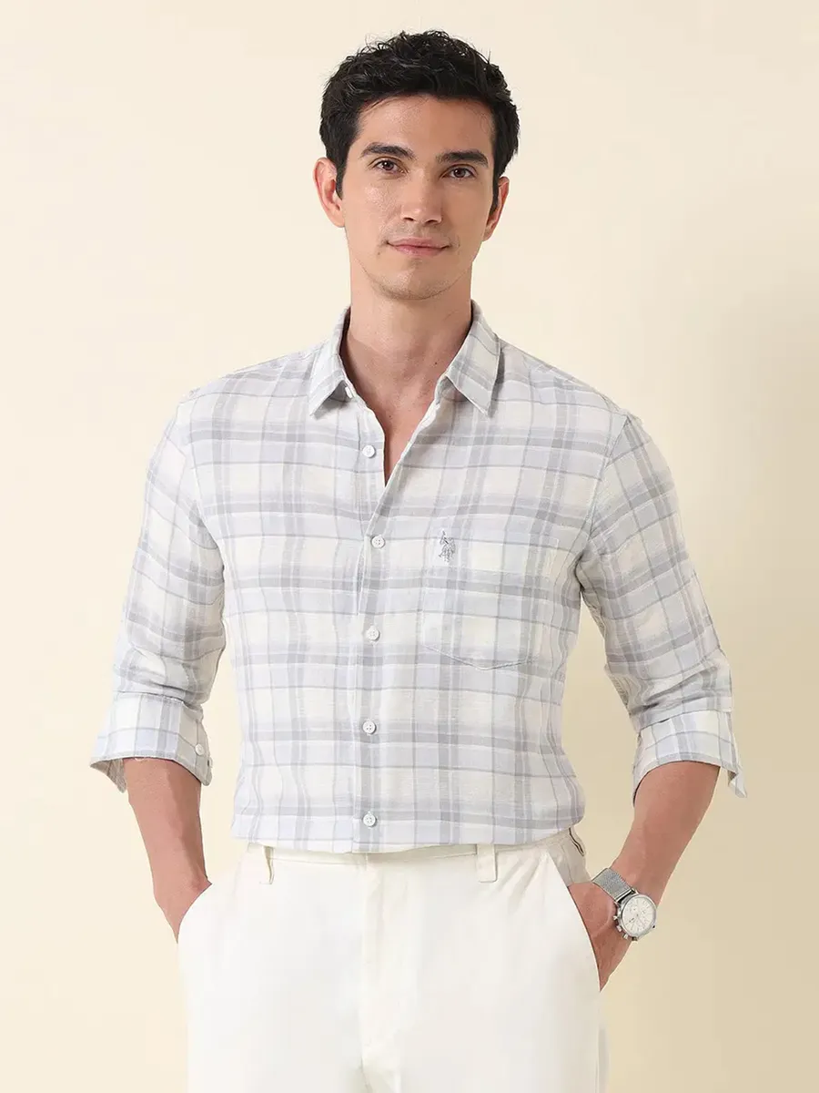 U S POLO grey checkered casual wear mens shirt-G3-MCS15230