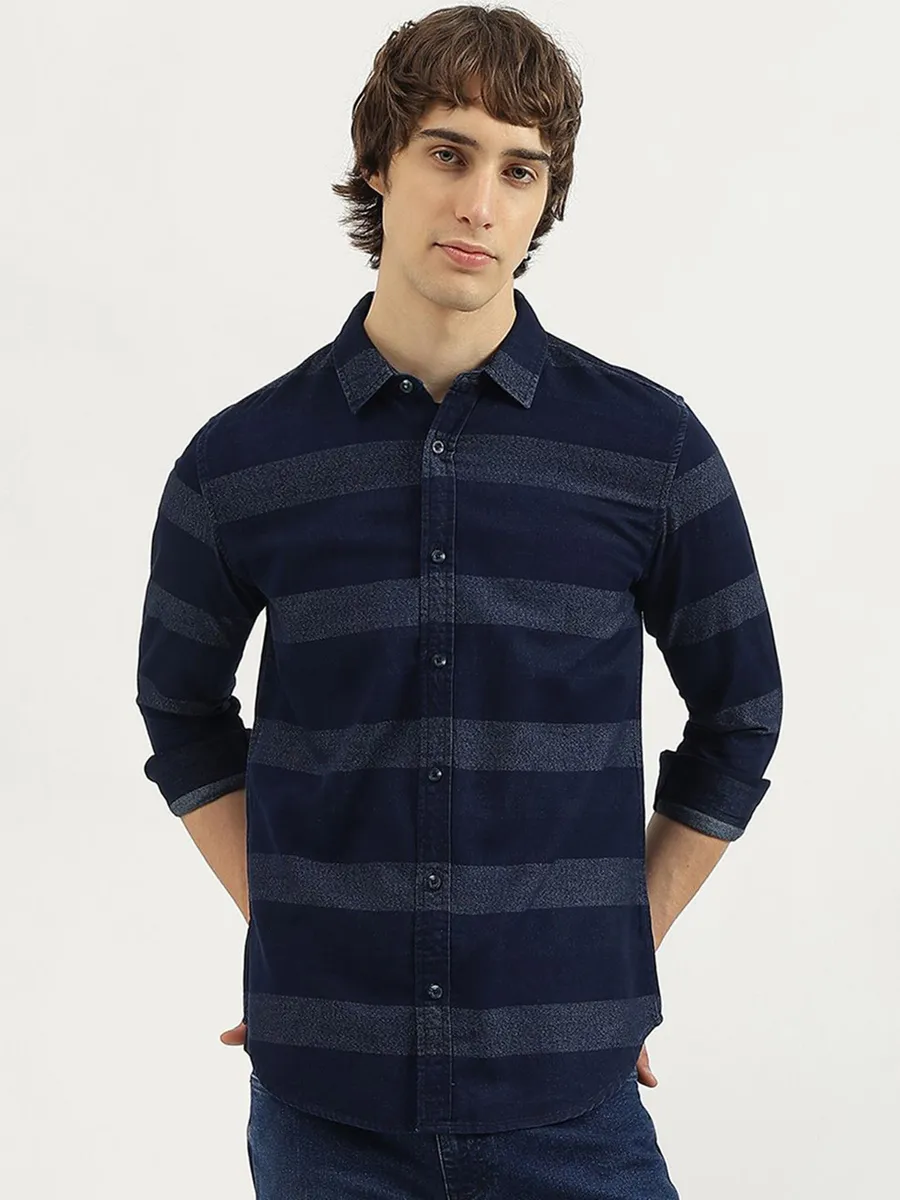 UCB cotton slim fit striped shirt for men-G3-MCS14731