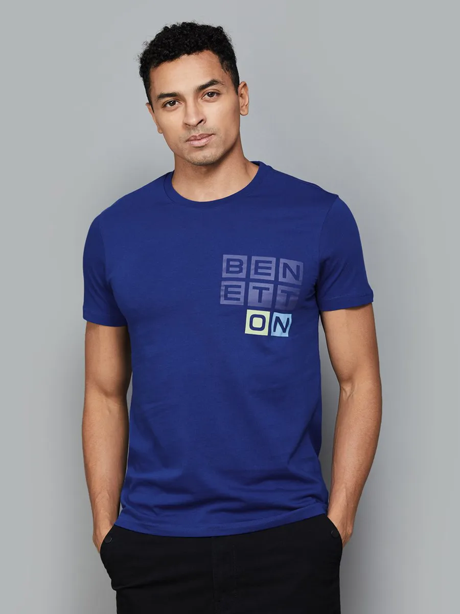 UCB plain blue cotton slim fit t shirt G3 MTS19525