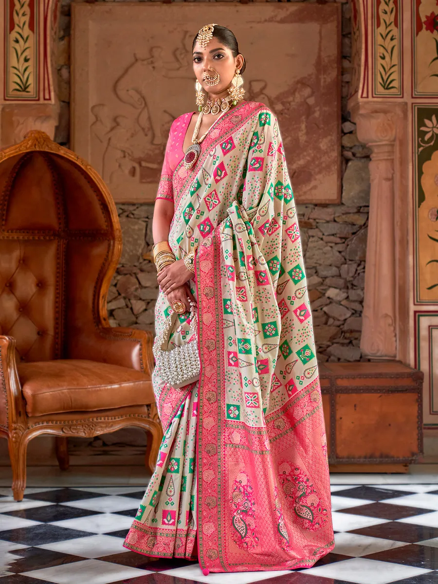 Half white wedding silk sarees on sale