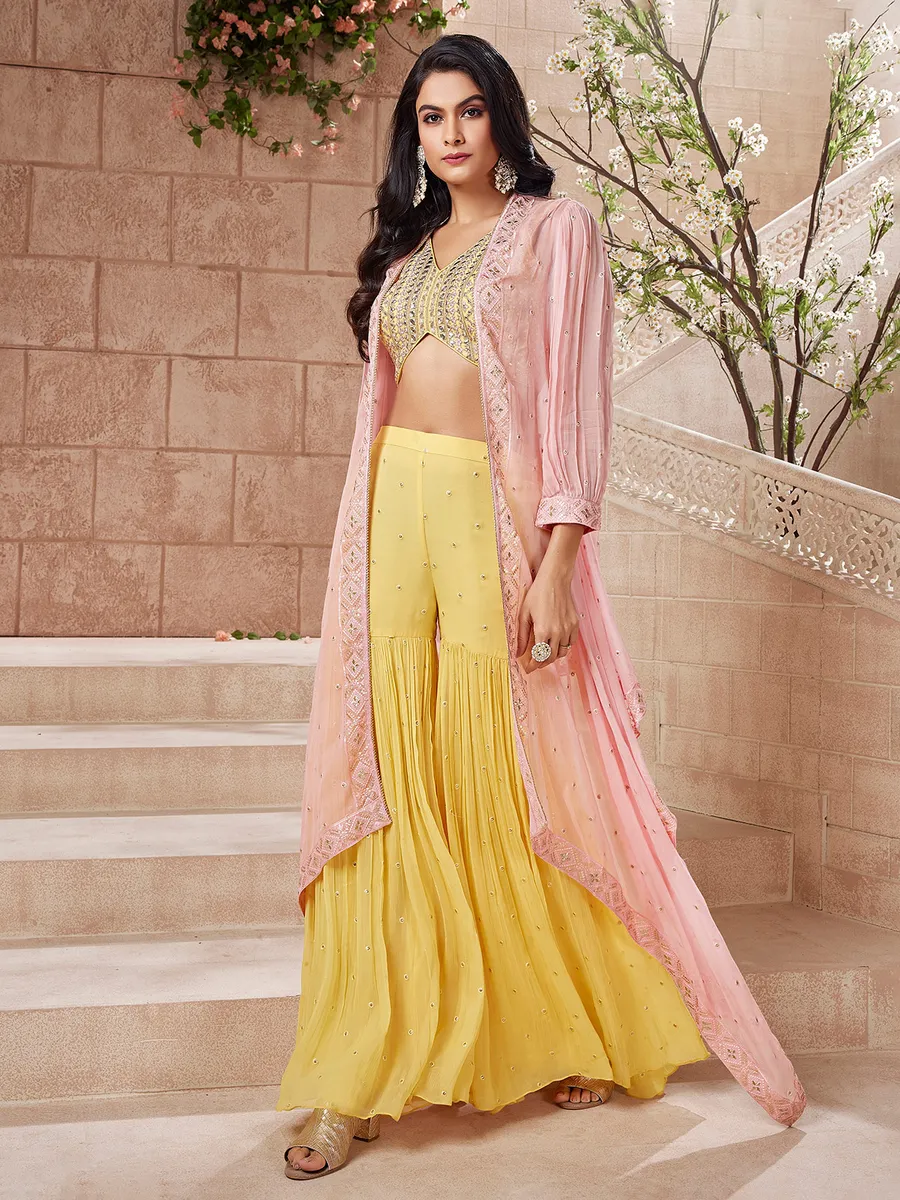Yellow sharara dress top