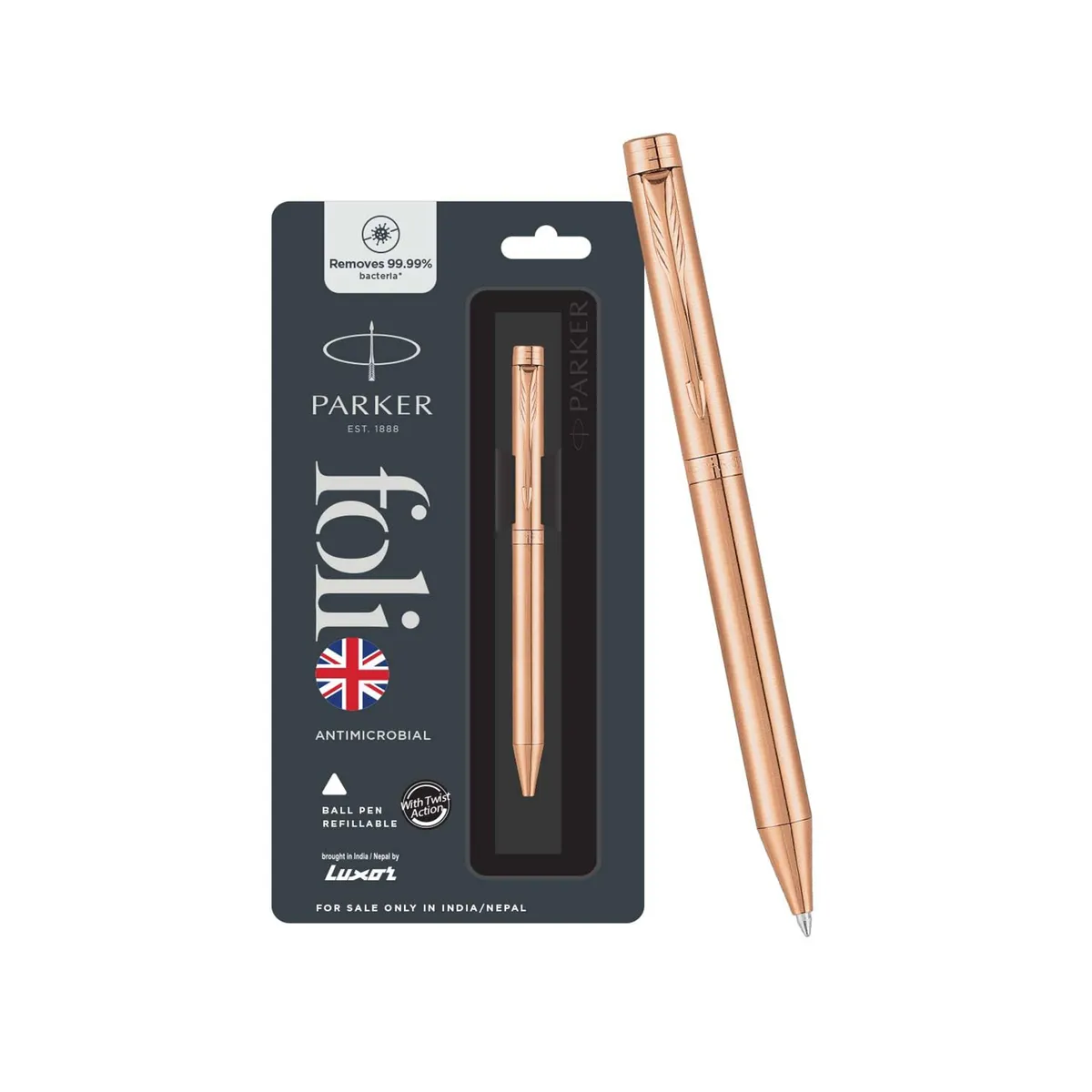 Buy Parker Folio Antimicrobial Rose Gold Ballpoint