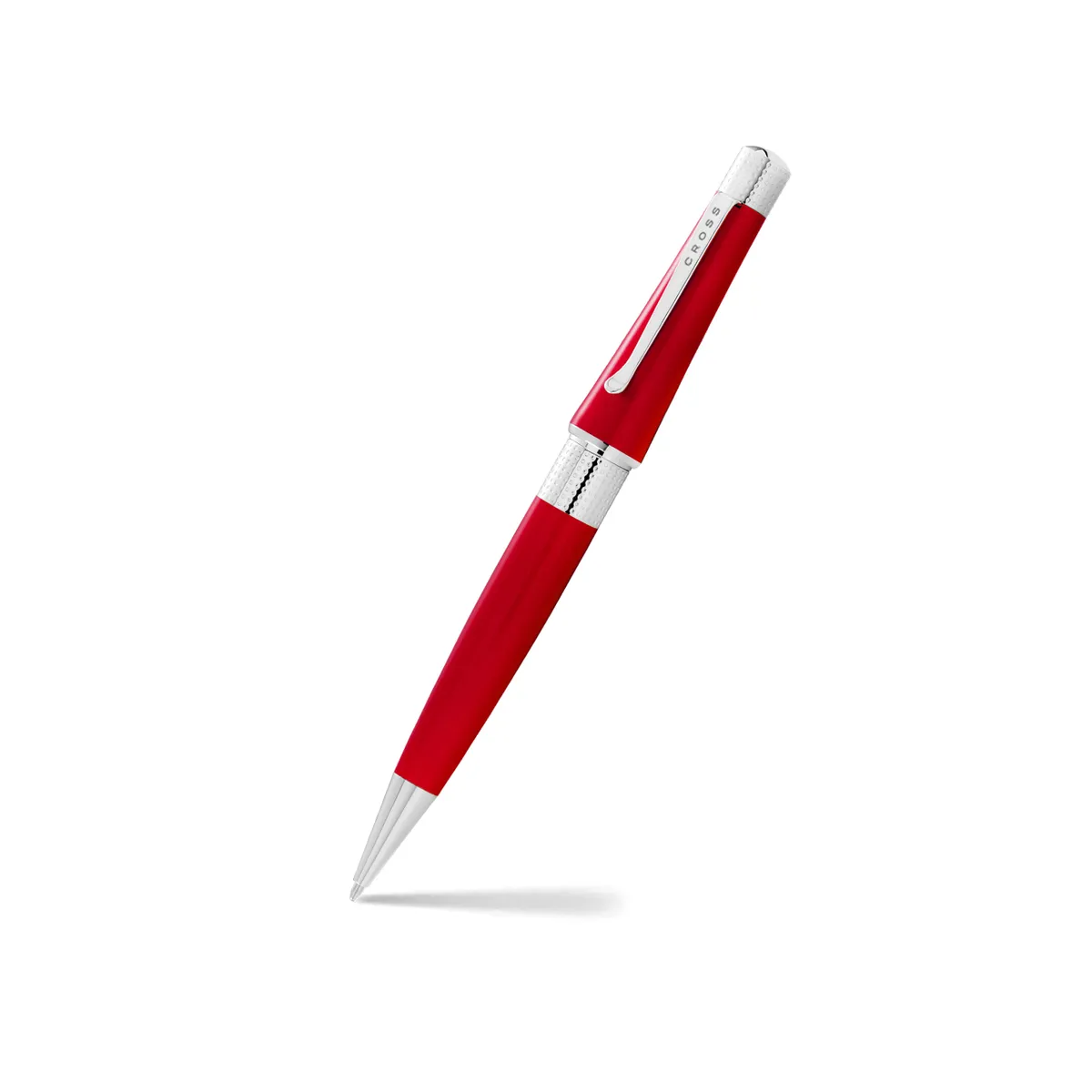 Stylo Croix Beverly - Blanc Nacré - Pointe Bille - Métal Chromé