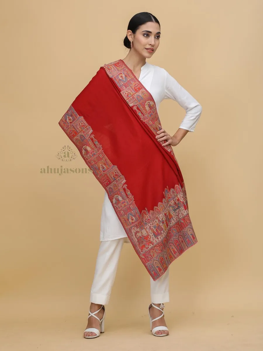 Buy Red Woolen Shawl for Women As01313259 - Ahujasons | United States