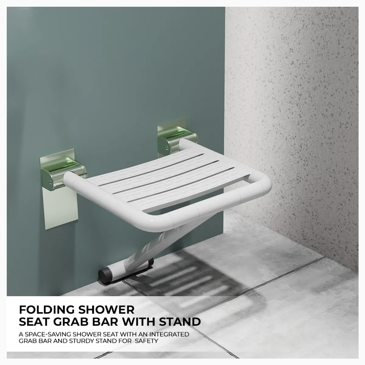 Grab Bar Foldable Shower Seat For Elderly Stainless Steel Folding