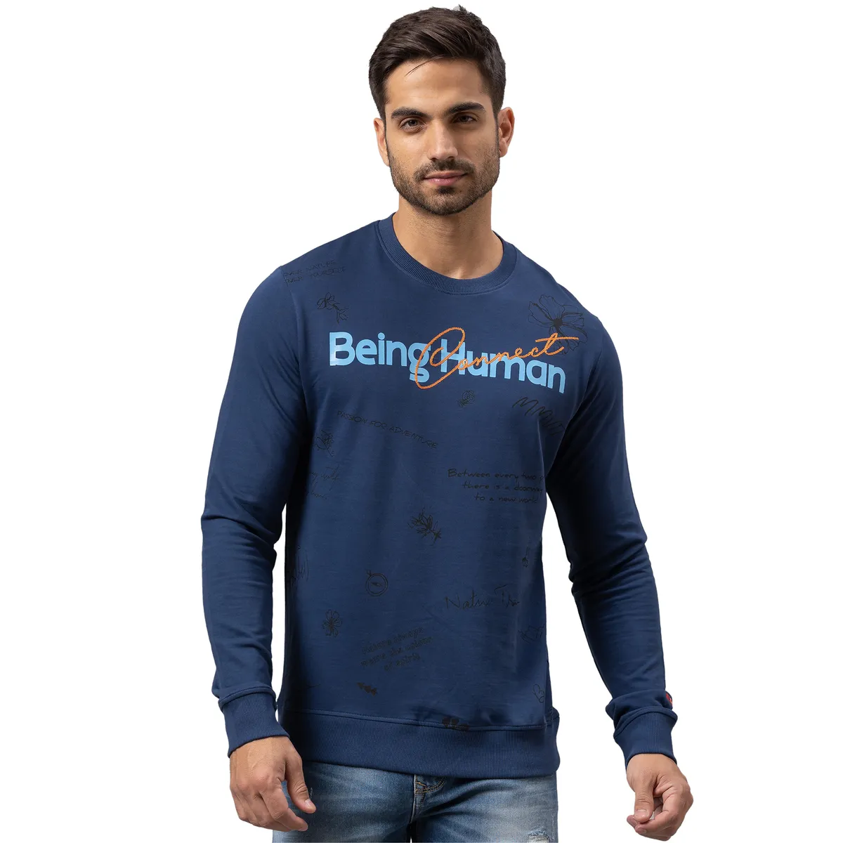 Being Human Regular Fit Men Crew Neck Sweatshirt Navy