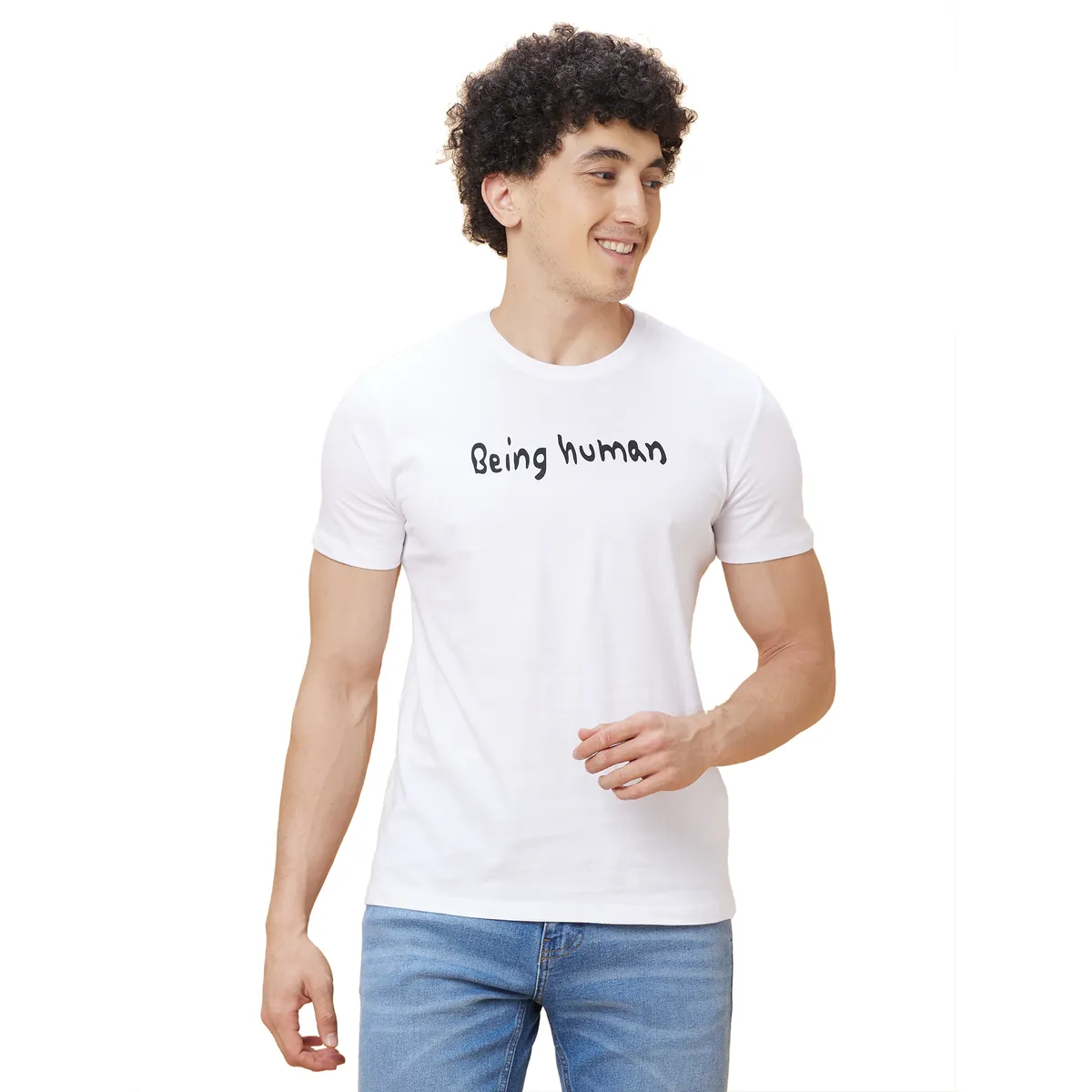 Being Human Mens Crew Neck T Shirts White