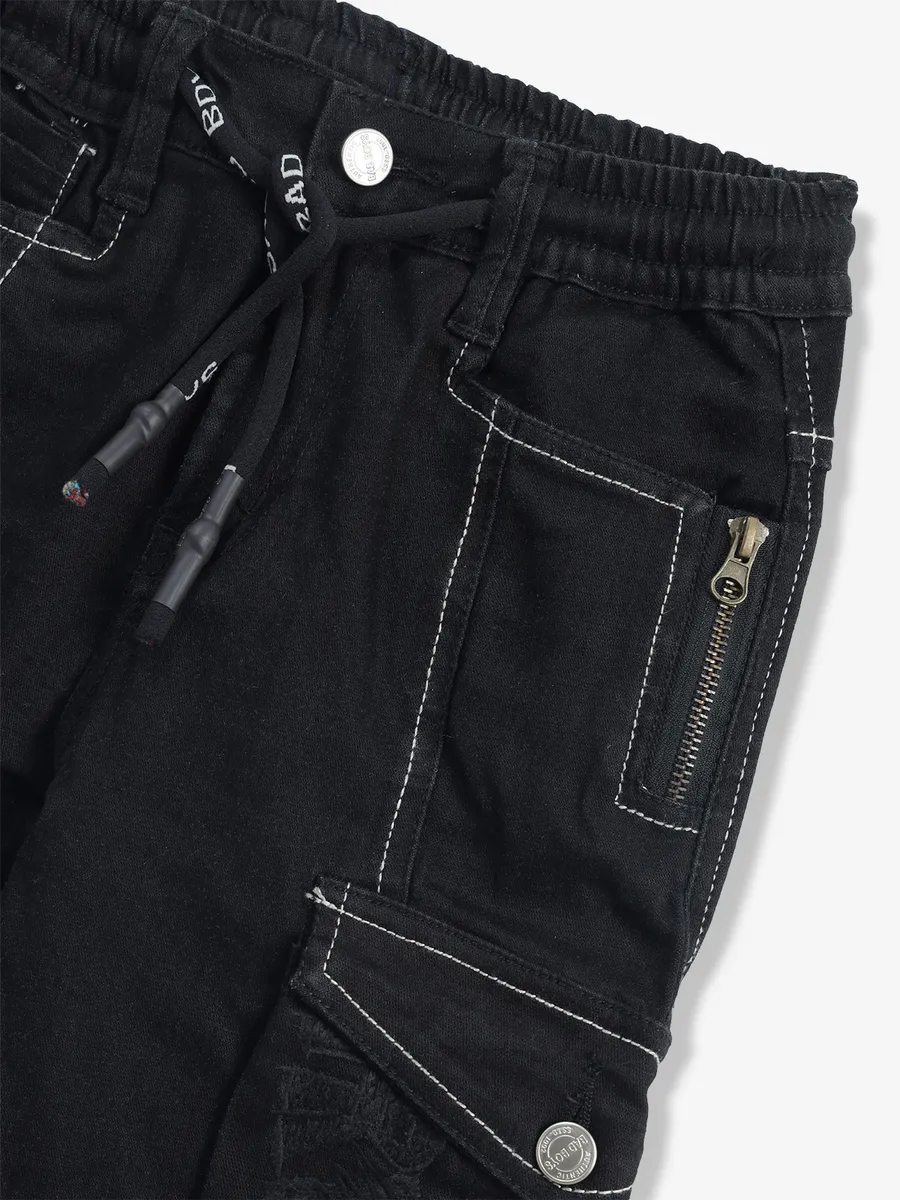 BAD BOYS black solid  cargo jeans