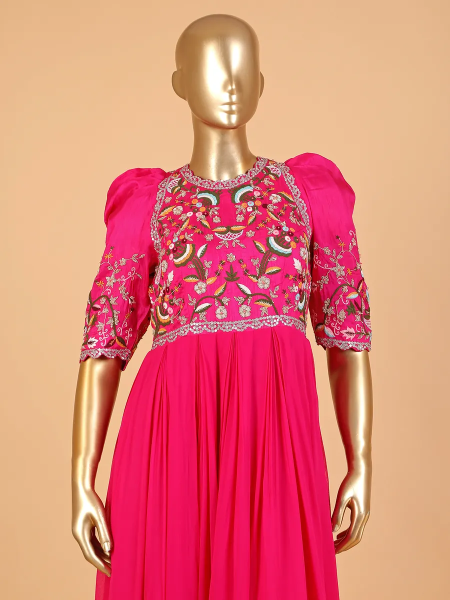 Elegant georgette magenta anarkali suit