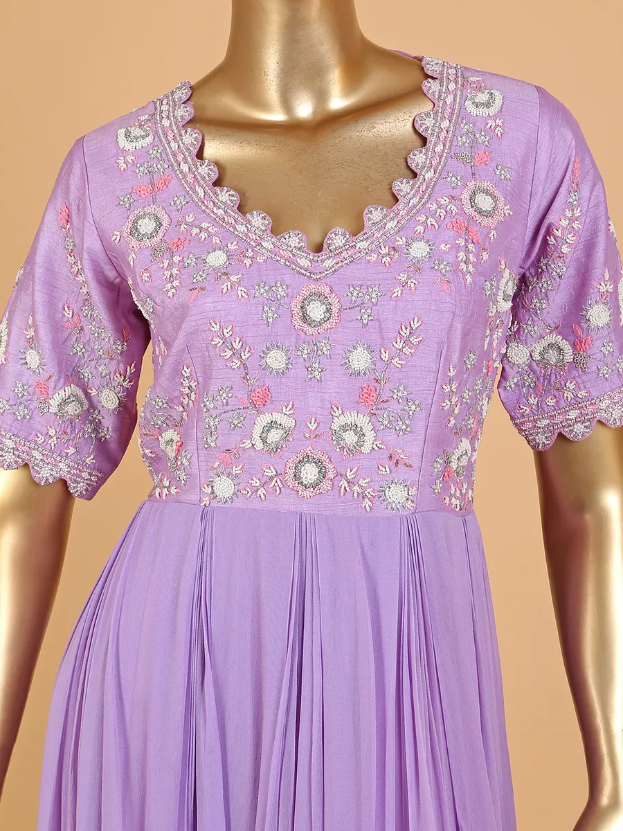 Latest lilac purple georgette anarkali suit