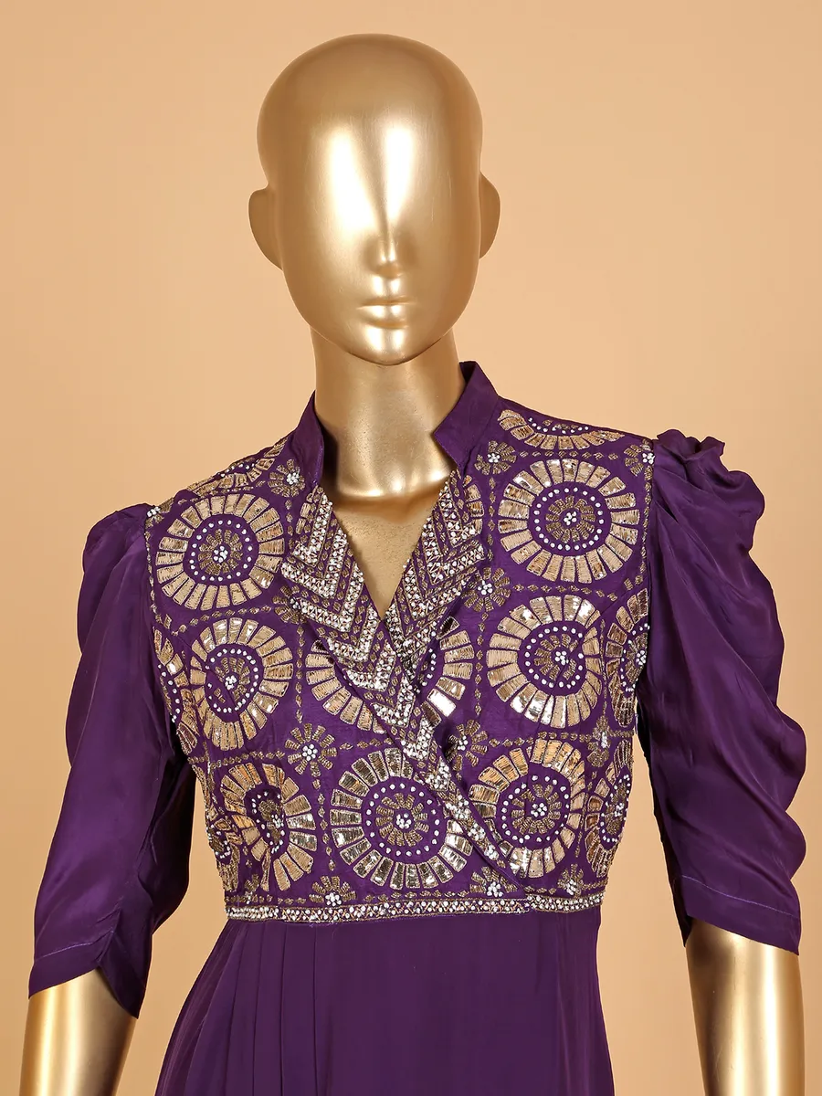 Newest purple silk designer suit