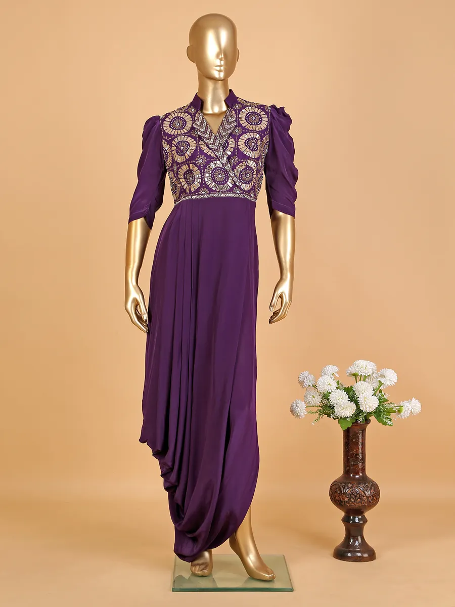 Newest purple silk designer suit