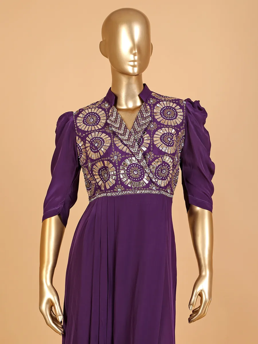 Newest purple silk designer suit